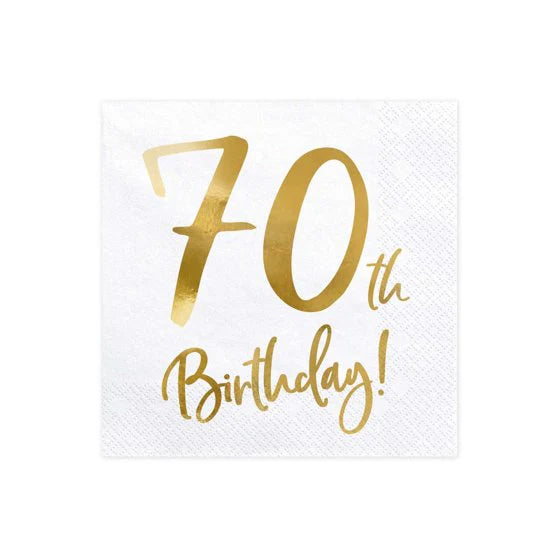 Gold Milestone 70th Lunch Napkins by Party Deco