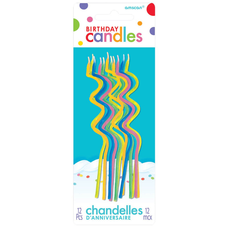 Skinny coil candles multicoloured, spiral birthday candles, colourful candles for kids, stylish birthday supplies Australia