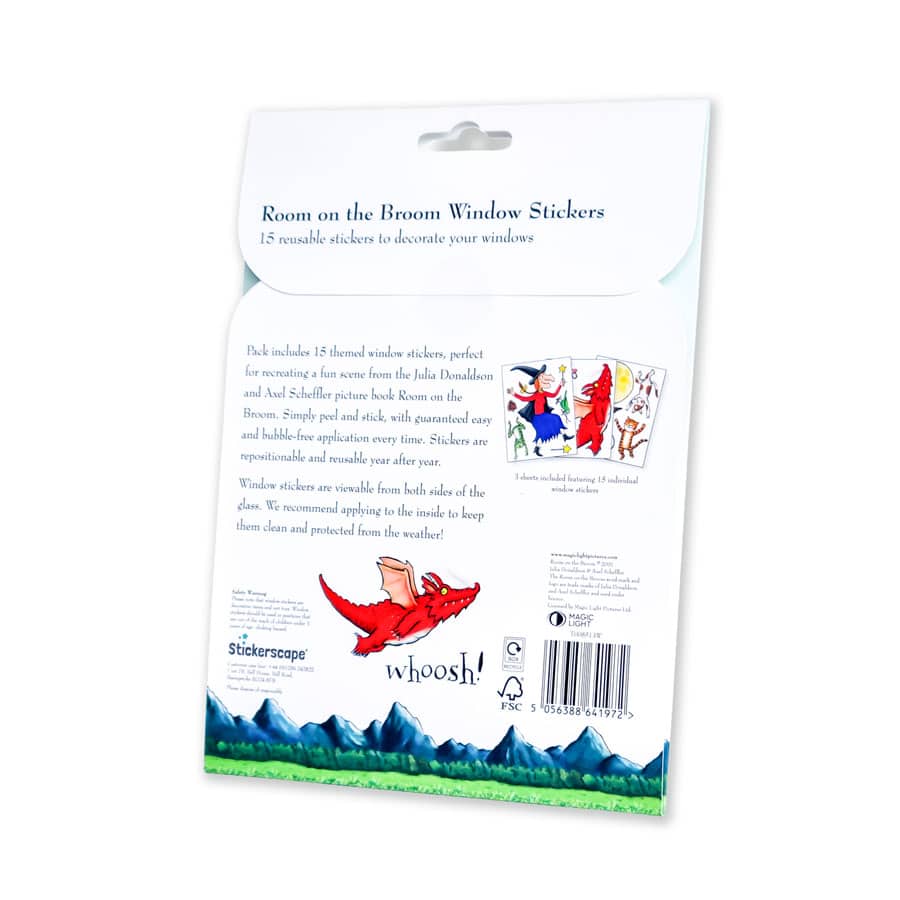 Licensed Stickerscape Room on the Broom Window Stickers – A5, 15pc