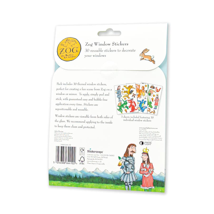 Licensed Stickerscape Zog Window Stickers – A5, 30pc