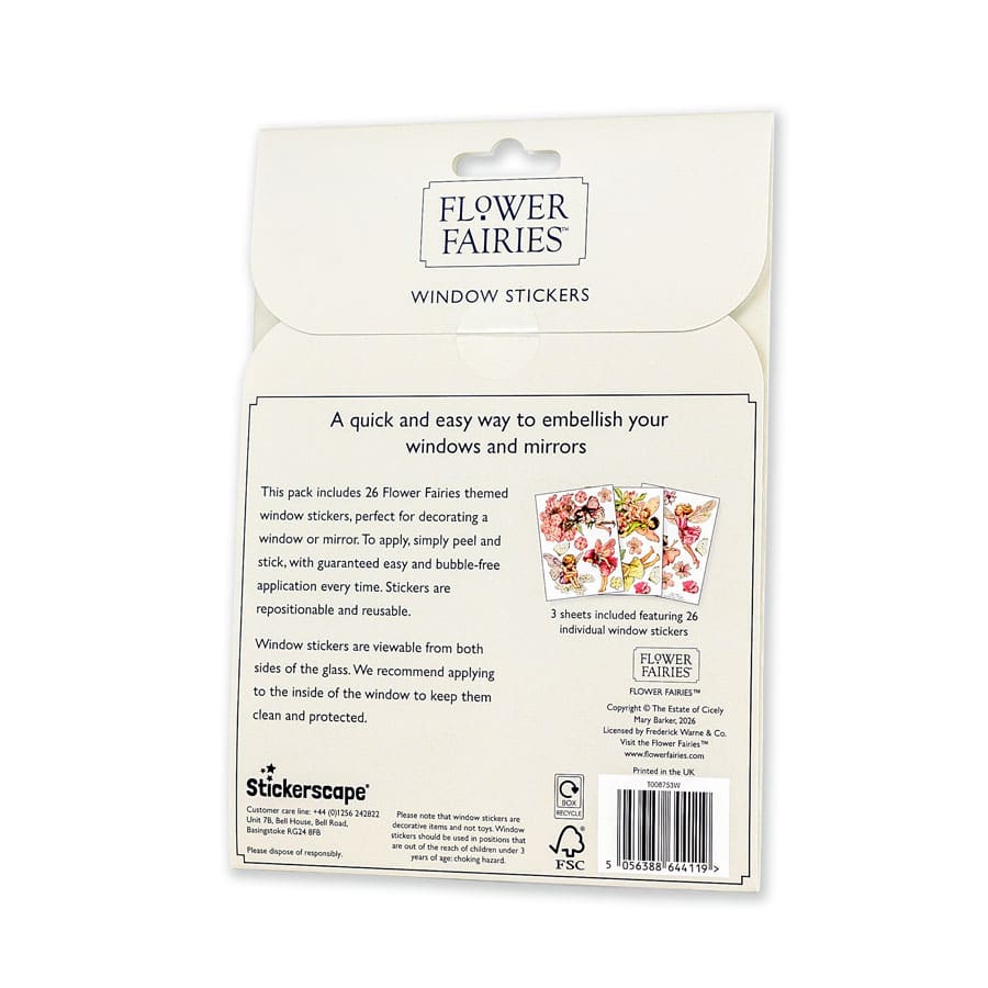 Licensed Stickerscape Flower Fairies Window Stickers – A5, 26pc
