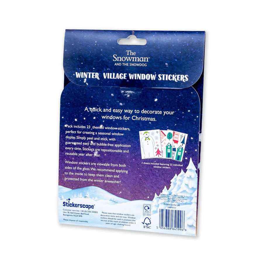Licensed Stickerscape The Snowman and The Snow Dog Winter Village Window Stickers – A5, 23pc