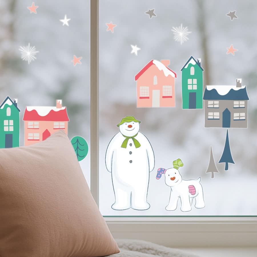 Licensed Stickerscape The Snowman and The Snow Dog Winter Village Window Stickers – A5, 23pc