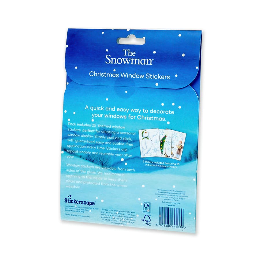 Licensed Stickerscape The Snowman Christmas Window Stickers – A5, 25pc