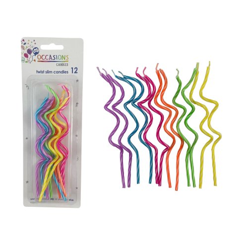 Twisted Spiral Slims Candles Brights Pack of 12