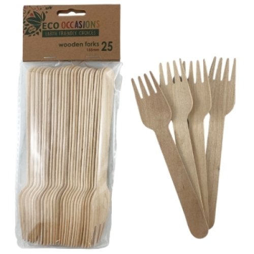Wooden Forks 155mm Pack of 25