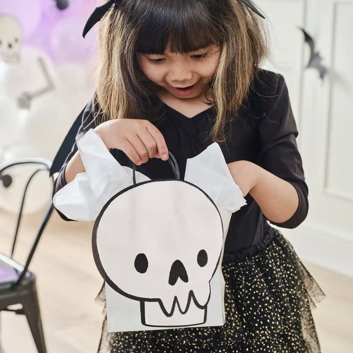 Boo Crew Skull Halloween Paper Party Bags FSC 6 Pack by Ginger Ray