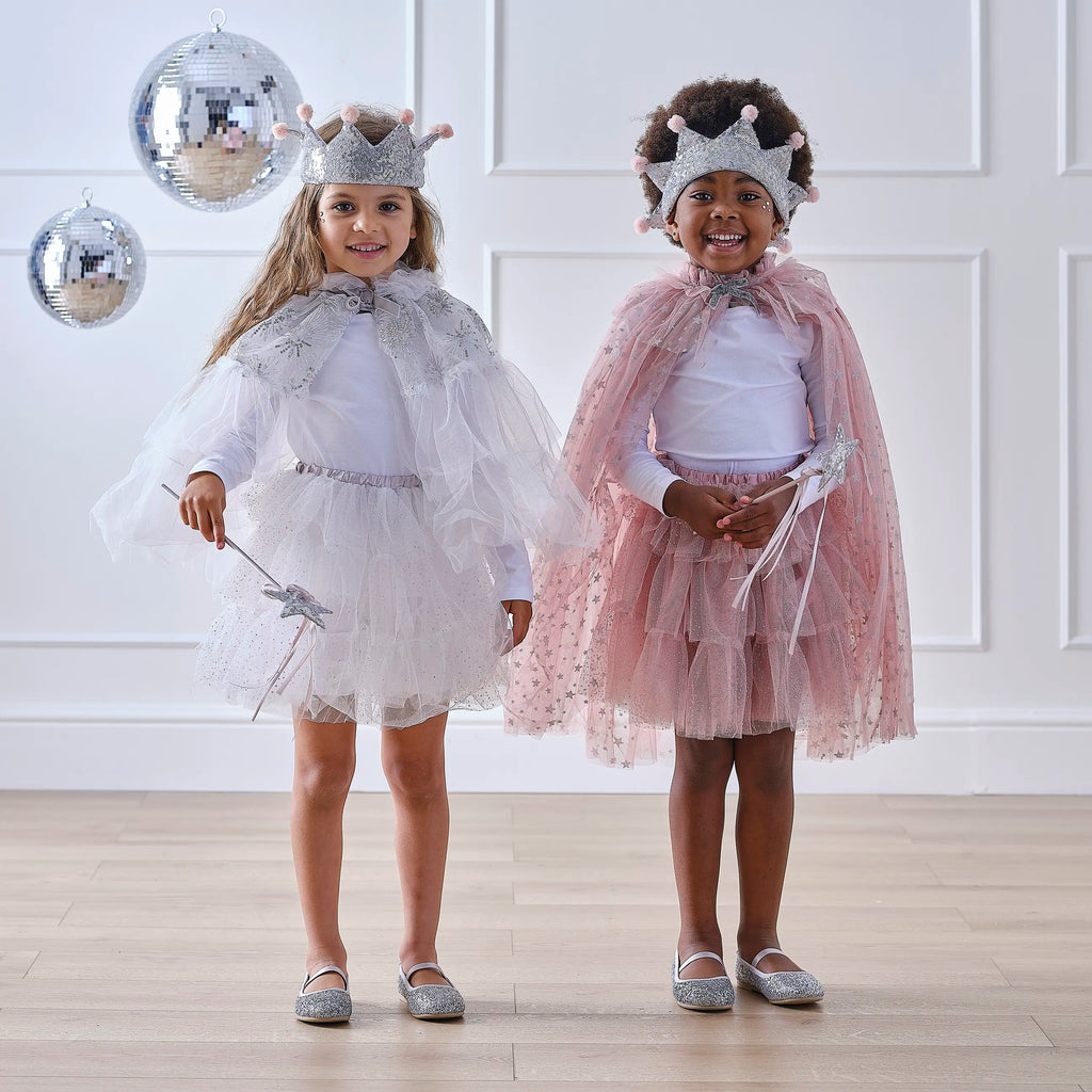 Pink & Silver Sparkle Fairy Princess Costume Cape by Ginger Ray