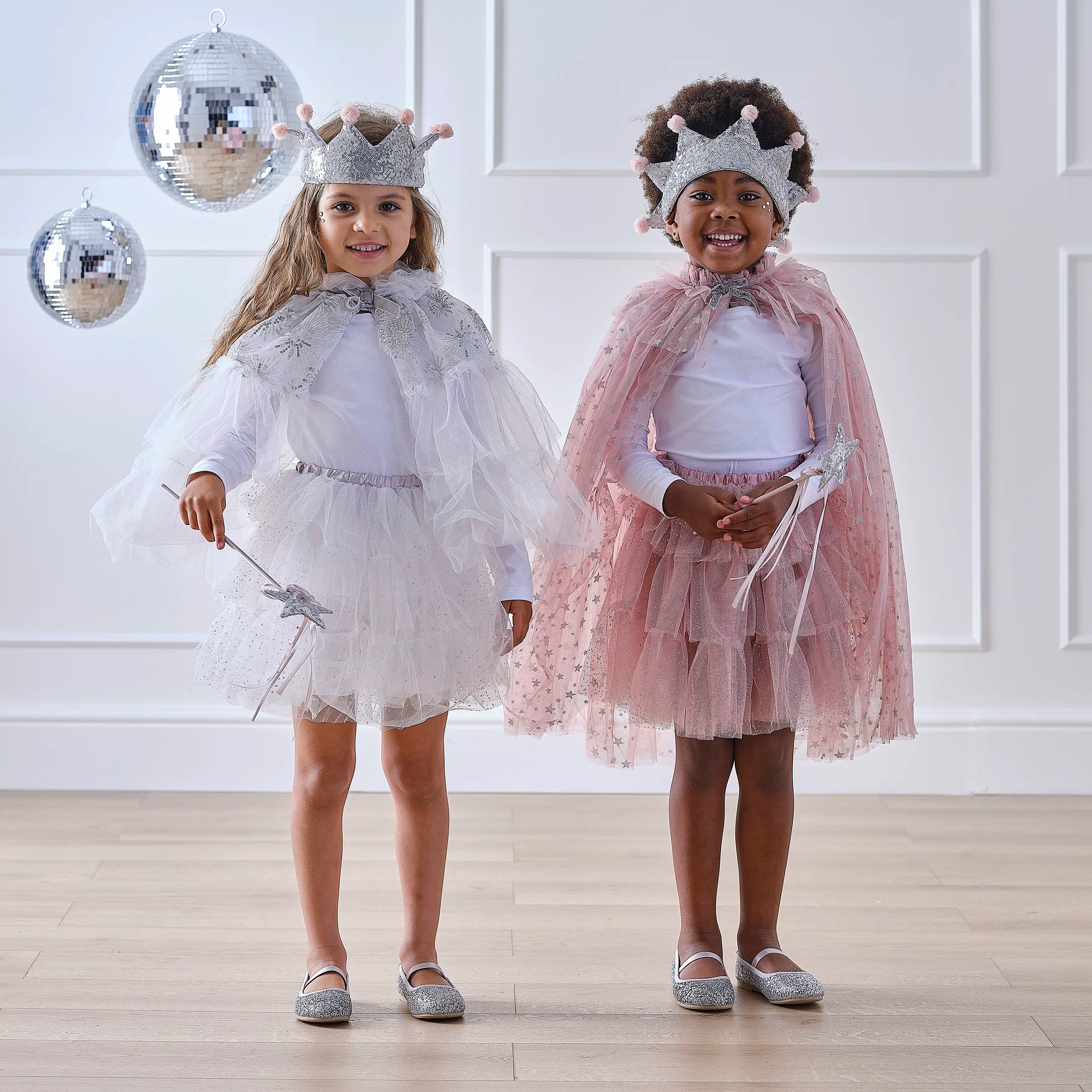 Pink & Silver Sparkle Fairy Princess Costume Cape by Ginger Ray