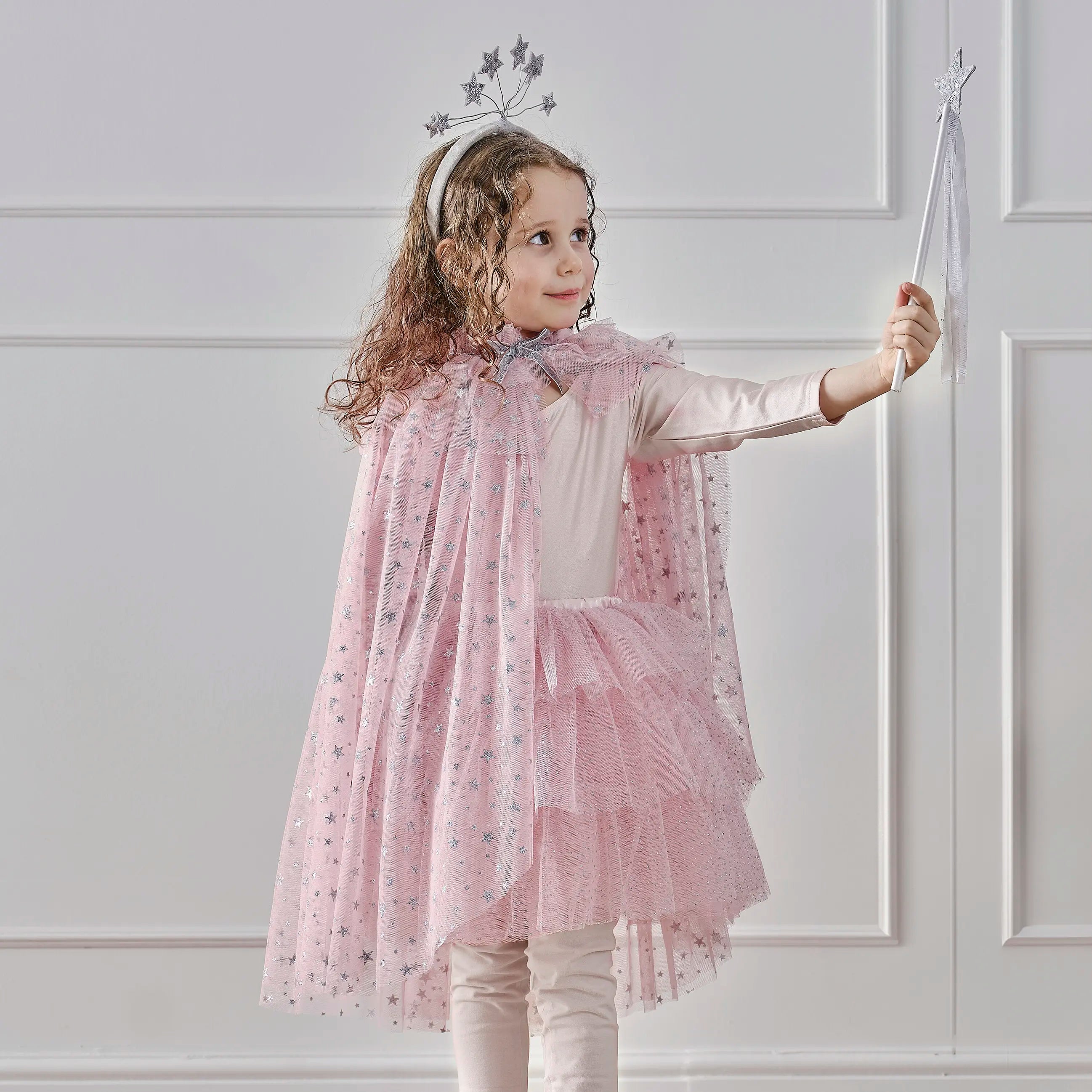 Pink & Silver Sparkle Fairy Princess Costume Cape by Ginger Ray
