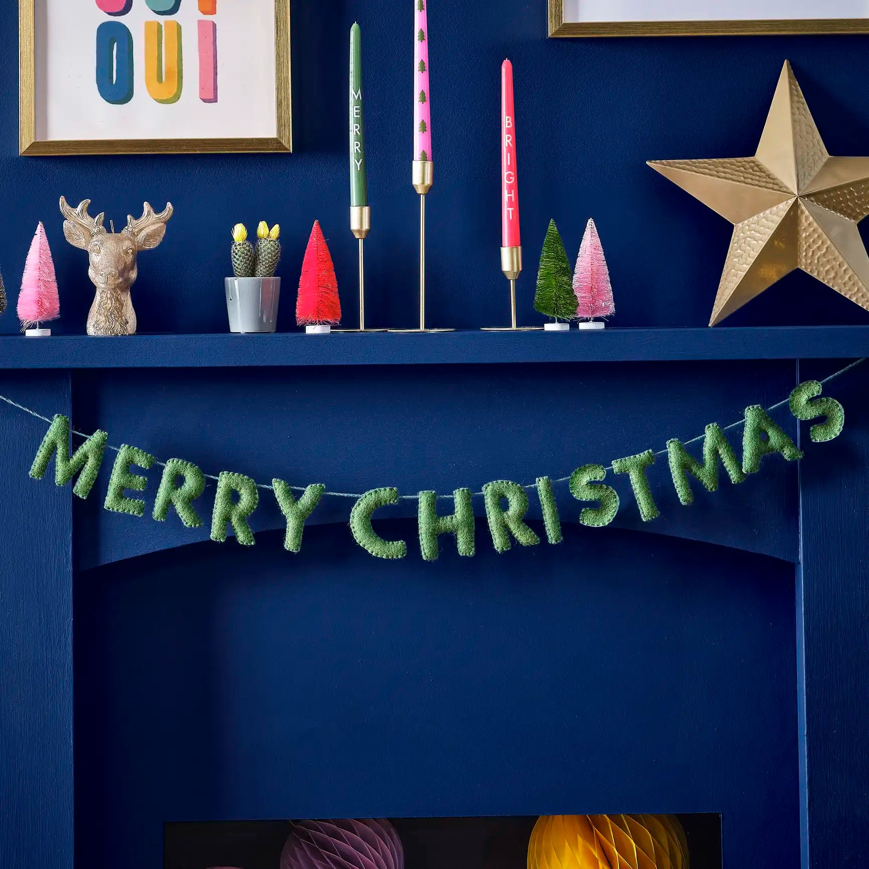 Green Felt Merry Christmas Bunting Banner by Ginger Ray
