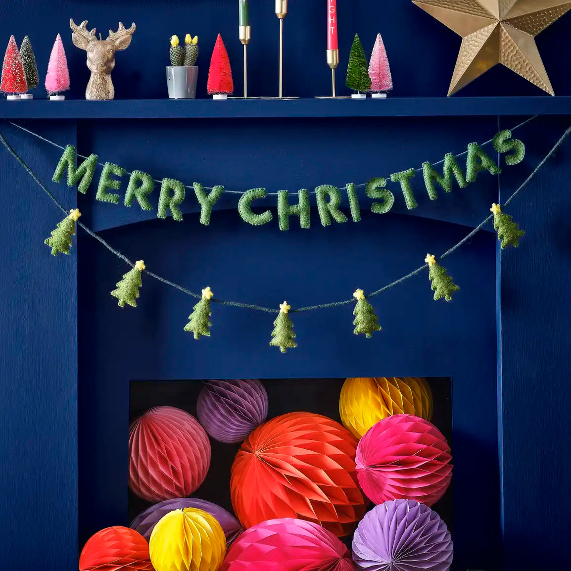 Green Felt Merry Christmas Bunting Banner by Ginger Ray