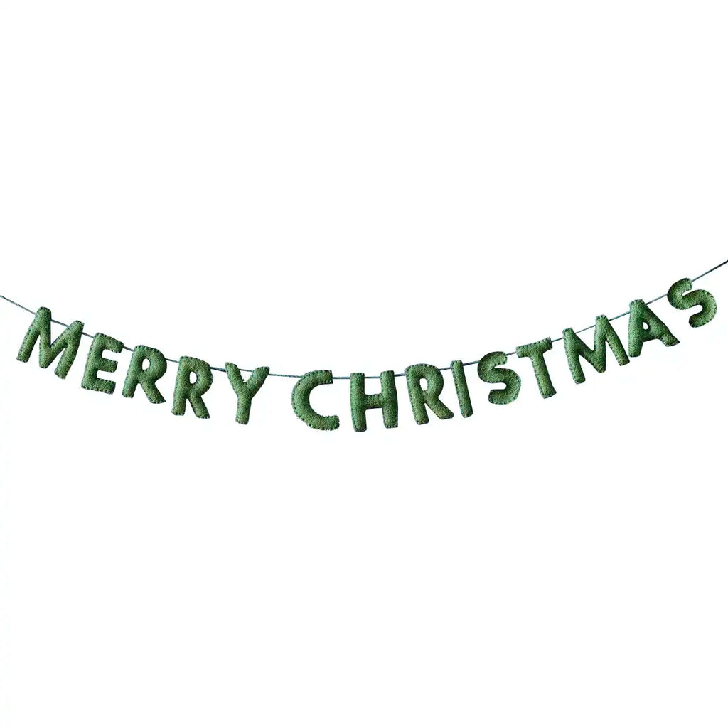 Green Felt Merry Christmas Bunting Banner by Ginger Ray