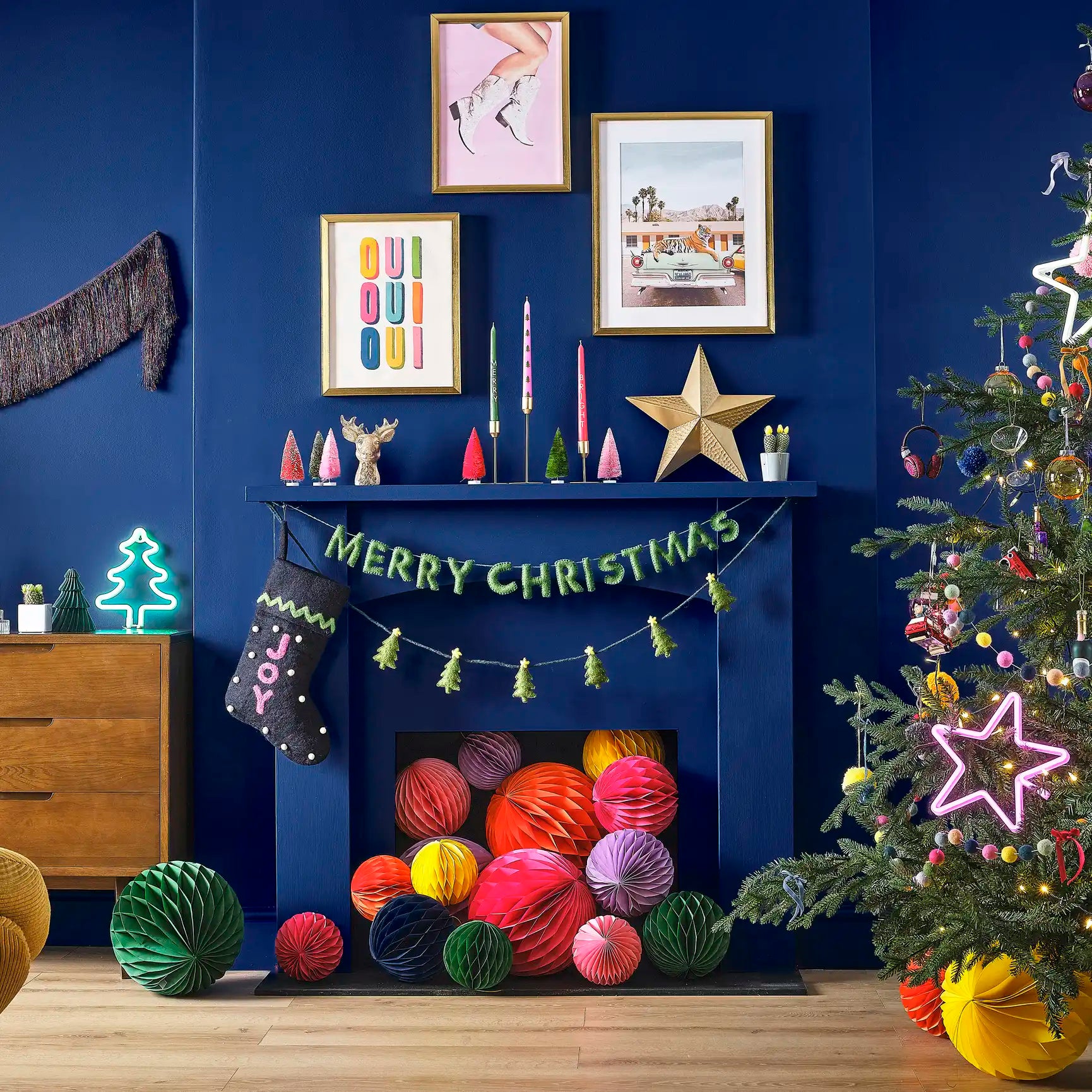 Green Felt Merry Christmas Bunting Banner by Ginger Ray