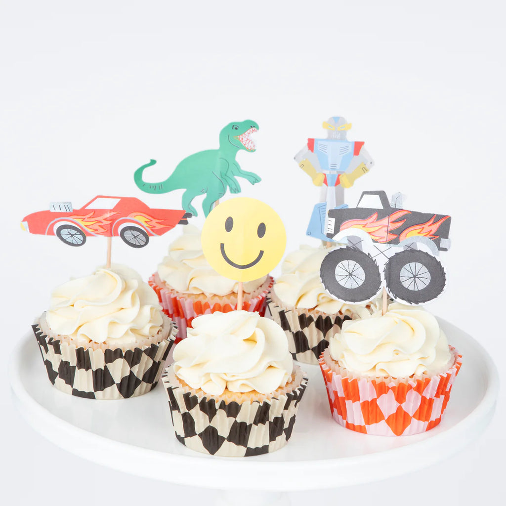 Meri Meri Monster Truck Cup Cake Kit (Pack of 24 toppers in 5 designs)