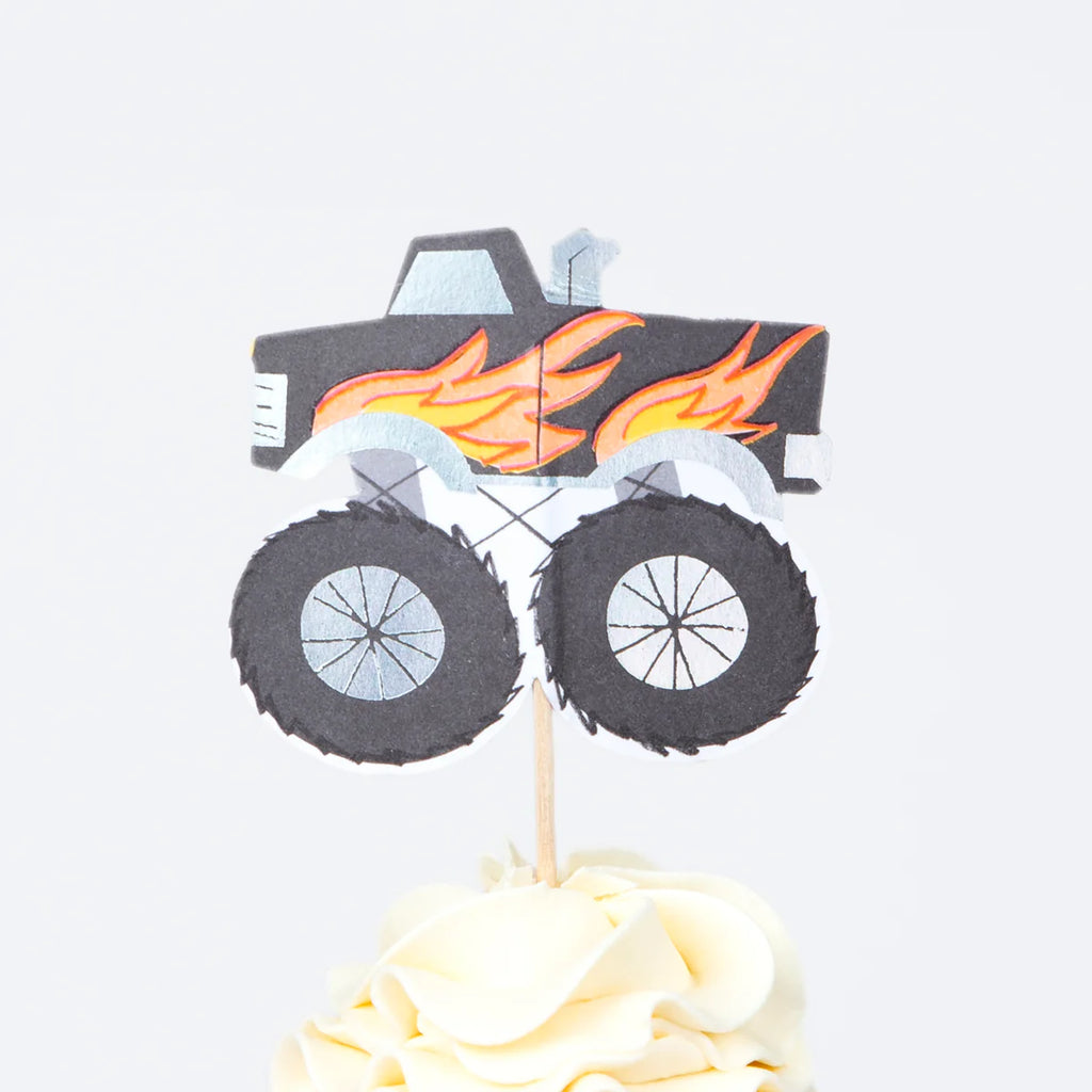 Meri Meri Monster Truck Cup Cake Kit (Pack of 24 toppers in 5 designs)