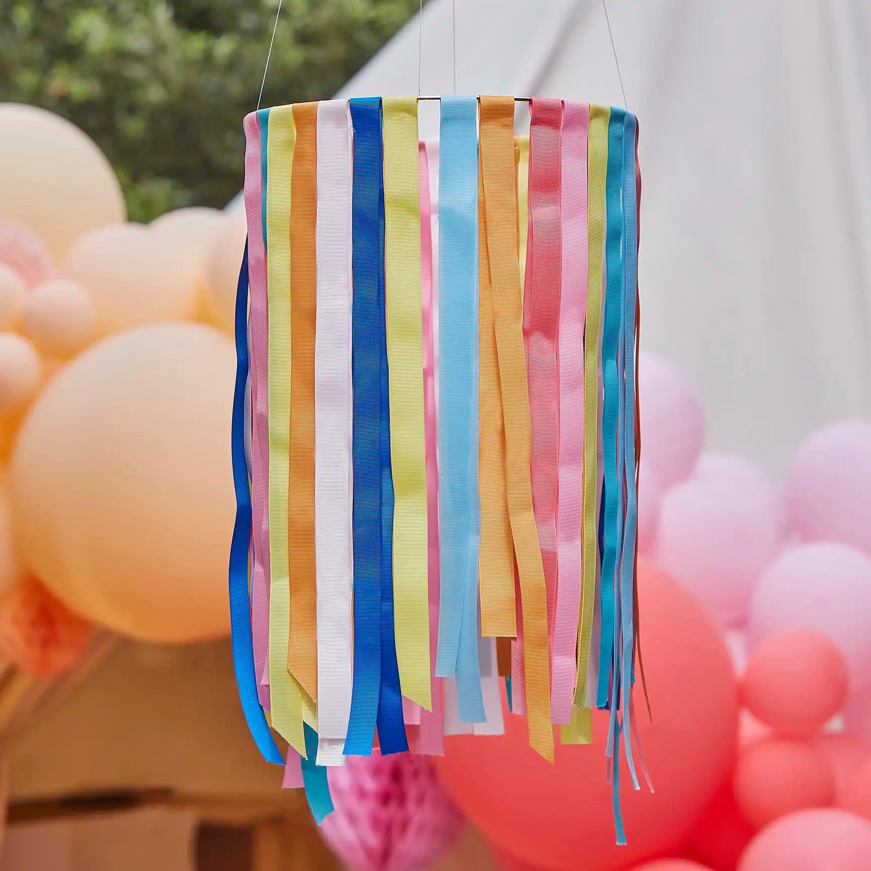 Rainbow Hanging Ribbon Hoop by Ginger Ray