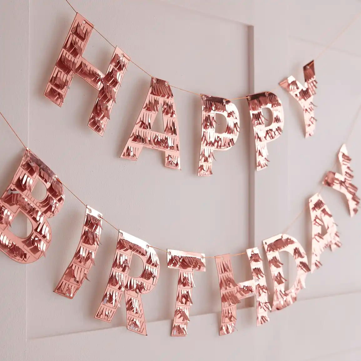 Rose Gold Fringe Happy Birthday Bunting by Ginger Ray