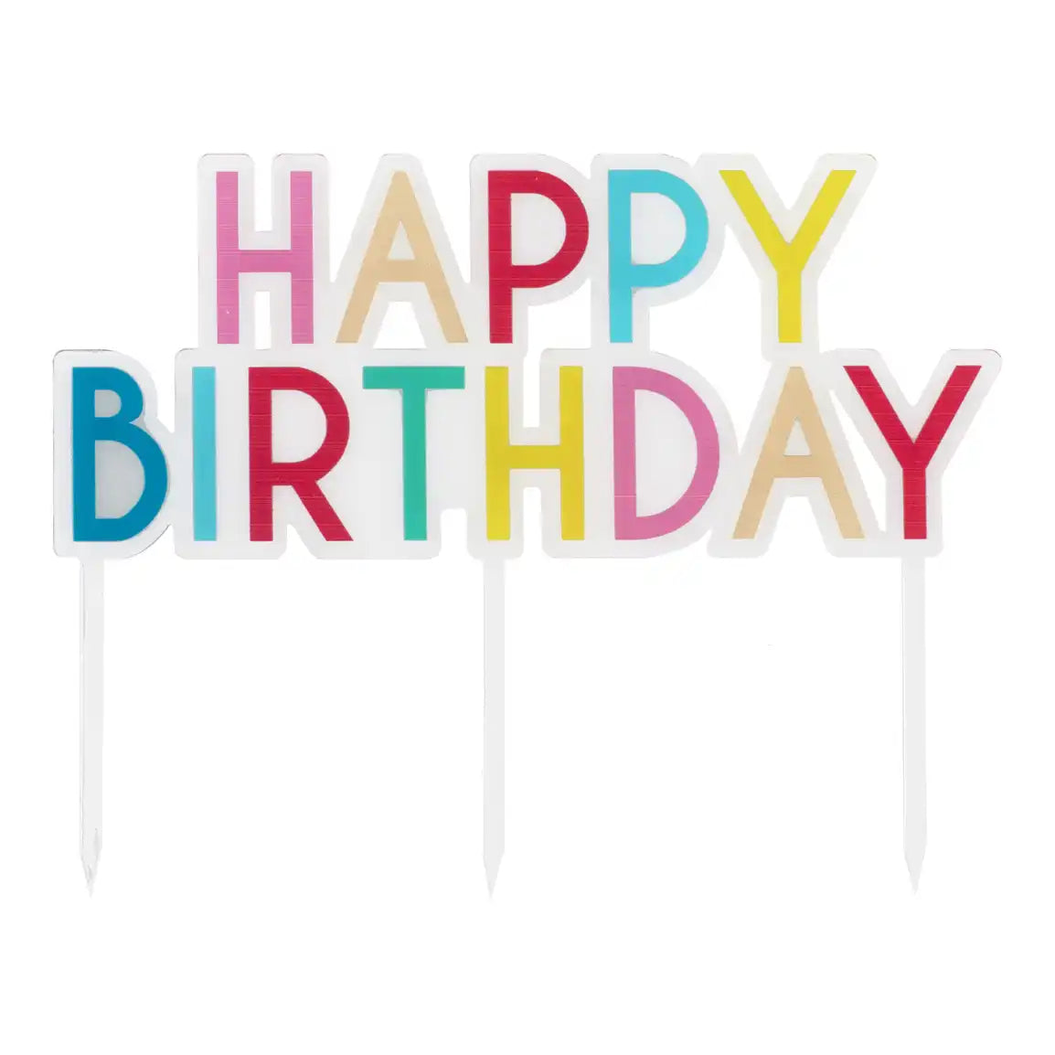 Reusable Acrylic Mix It Up Cake Topper - Happy Birthday Brights