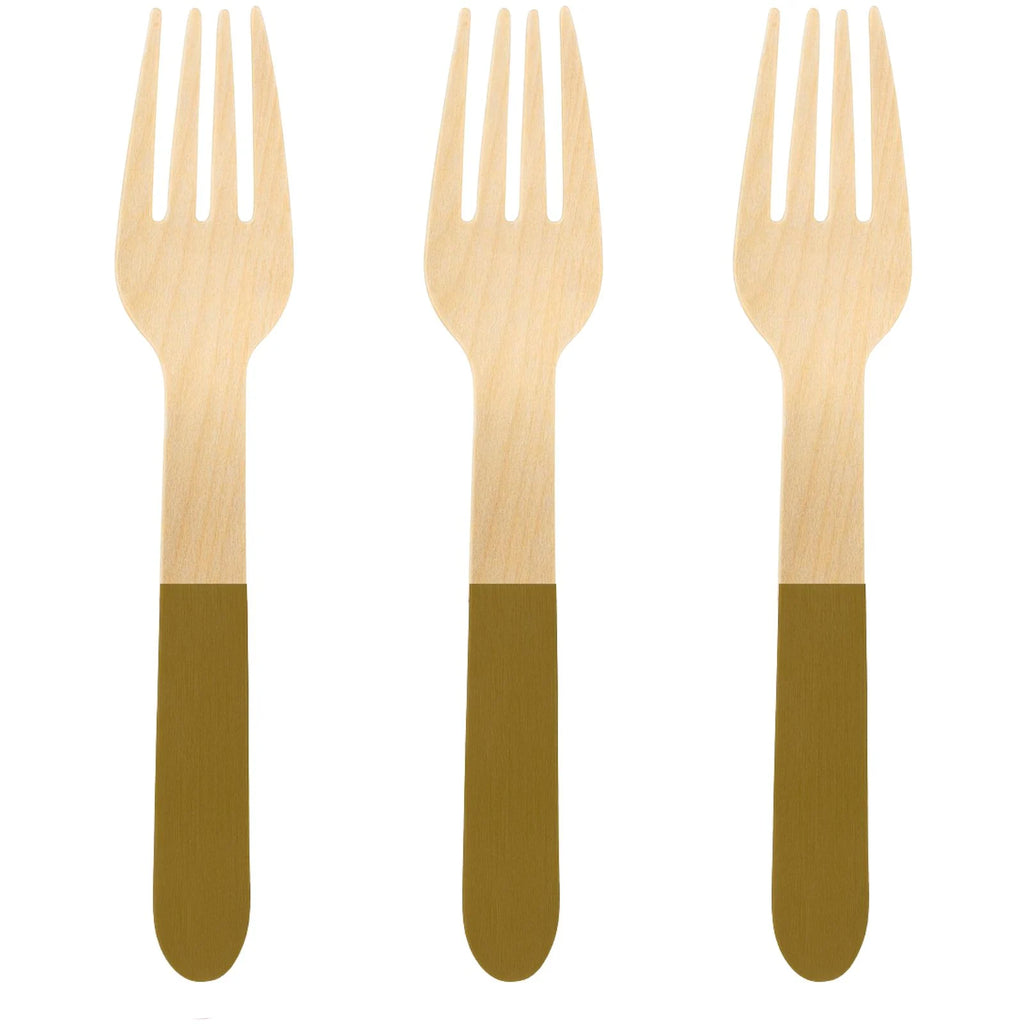 Metallic Gold Dipped Wooden Forks Pack of 20